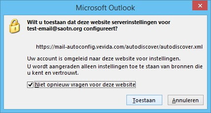 Microsoft Outlook 2013 redirect pop-up