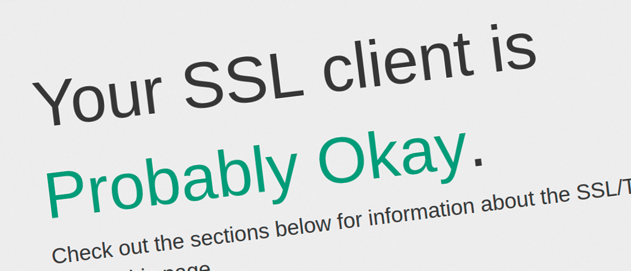 Your SSL client is probably Okay - howsmyssl.com