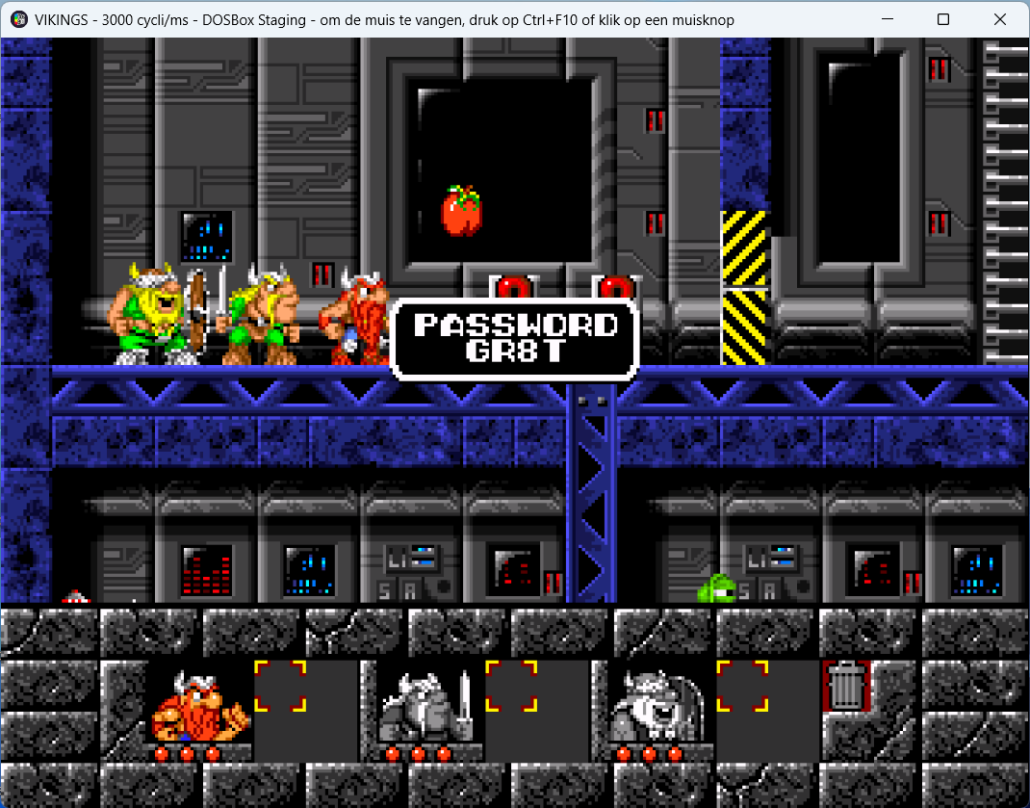 The Lost Vikings, level 2 screen showing the level password